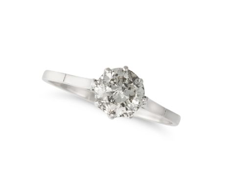 A SOLITAIRE DIAMOND RING in platinum, set with a round brilliant cut diamond of approximately 1.35 carats, no assay marks, si