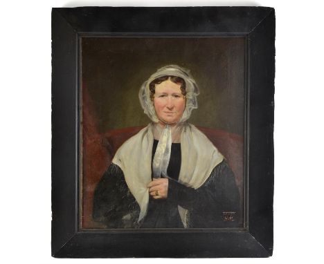 J. R. Yore, late 19th Century English School, portrait of a lady in a white bonnet,  oil on canvas, signed, 76 x 63cm.