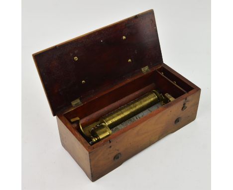 Late 19th / early 20th century lever wound  cylinder music box, the base plate numbered 15046. 15cm cylinderCondition Report: