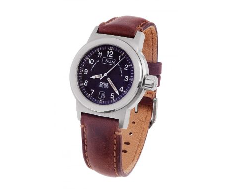 ORIS Day Date Automatic men's watch, 20 629xx.Steel case Circular dial in black with Arabic numeral and spearhead needles, wi