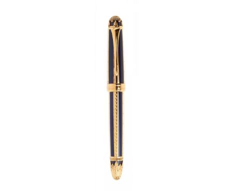 MICHAEL PERCHIN FABERGE FOUNTAIN PEN.Enamelled silver barrel.Limited edition.Two-tone 18 Kts gold nib. 18 Kts gold nib.No box