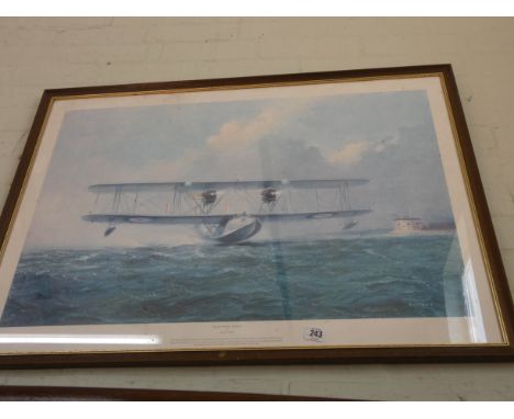 A print of a flying boat entitled 'Glittering Wings'