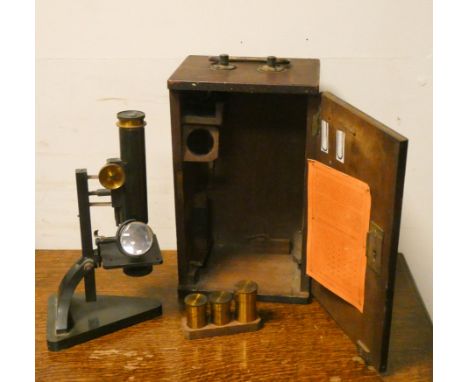 A Victorian microscope in carrying case by R&amp;J Beck