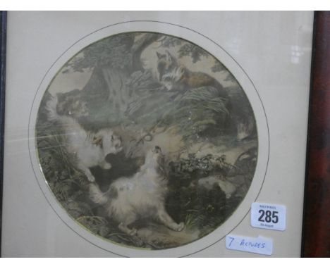 Three Japanese needlework pictures, a pair of print after George Armfields and a pair of paintings of Egyptian scenes  