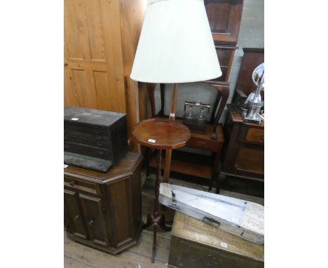 A mahogany Torchiere and a standard lamp with shade 