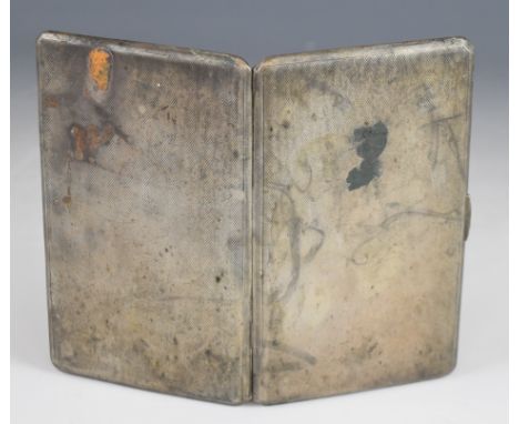 Art Deco hallmarked silver cigarette case with engine turned decoration, Birmingham 1944, maker&nbsp;W H Manton Ltd, length 1
