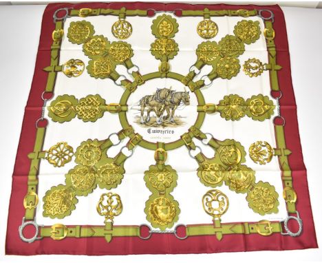 Herm&egrave;s silk scarf 'Cuivreries' designed by&nbsp;Fran&ccedil;oise De La Perriere,&nbsp;approximately 90 x 90cm&nbsp;