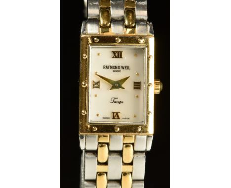 Raymond Weil Tango ladies wristwatch ref. 5970&nbsp;with gold Roman numerals and hour markers, mother of pearl dial, stainles