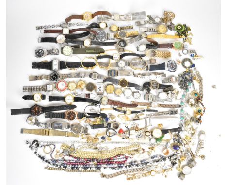 A collection of jewellery and watches including Seiko, Sekonda chronograph, silver bracelet, cufflinks, jadeite pendants, sil