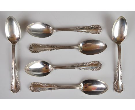 Set of six Simpson, Hall, Miller &amp; Co. American silver teaspoons marked sterling, length 14cm, weight 123g