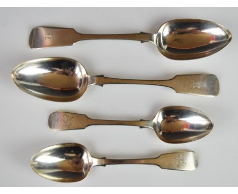 Victorian hallmarked silver fiddle pattern cutlery comprising a pair of table spoons, Exeter 1849, maker John Stone, length 2