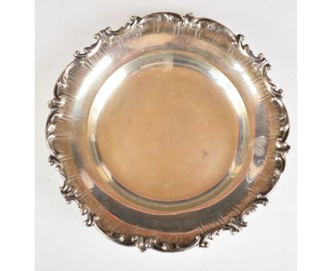 Heinze Dresden German 800 grade silver tray or bowl with scrolling edge, marked to underside with German silver marks and mak