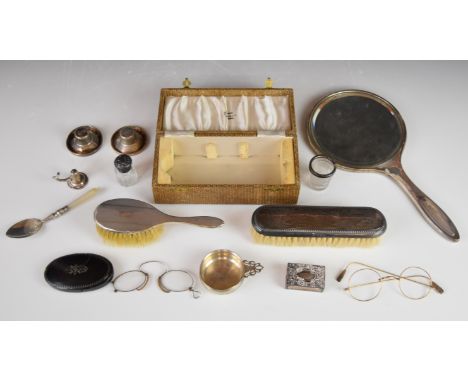 Hallmarked silver, American silver and hallmarked silver mounted items to include Lunt American silver quaich or similar, hal