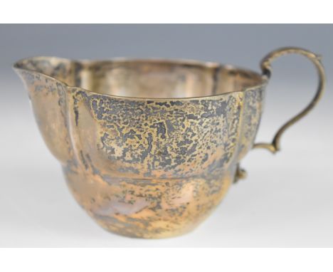 Victorian hallmarked silver milk jug of bulbous lobed form, London 1894, maker&nbsp;William Ehrhardt, length 12cm, weight 78g