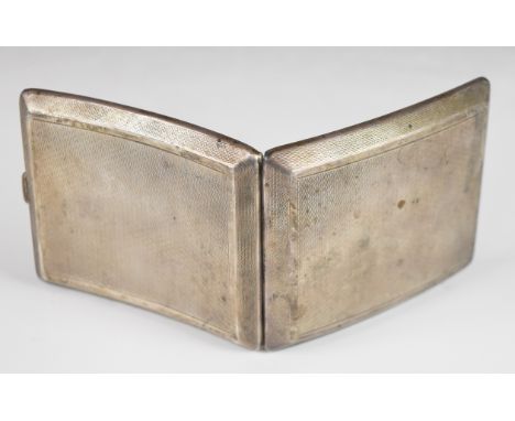 Art Deco curved hallmarked silver cigarette case with engine turned decoration, Chester 1928, maker&nbsp;S Blanckensee &amp; 