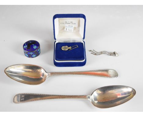 Pair of Danish 19th century silver table spoons with engraved decoration and Danish silver marks, length 21.5cm, weight 118g,