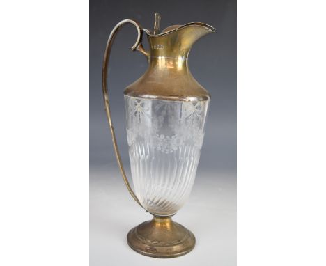 Victorian hallmarked silver mounted cut glass claret jug, London 1898, maker&nbsp;William Hutton &amp; Sons Ltd, height 28.5c