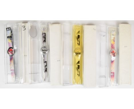 Four Swatch style Goodwood Festival of Speed wristwatches including, two limited edition, all in original boxes with outer ca
