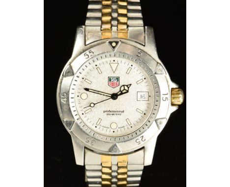 Tag Heuer wristwatch ref. WD1221-K-20 with date aperture, silver granite dial, luminous hands and hour markers, stainless ste