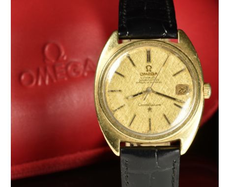 Omega Constellation Chronometer gentleman's automatic wristwatch ref. 168.017 with date aperture, two-tone hands and baton ho
