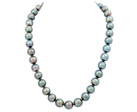 SCHOEFFEL Tahiti Perlkette 37 Zuchtperlen mit WMM, D: von 9,9 bis 12,1 mm, Schließe WG 14K, 73,4g, 46cm, 21. Jh., guter Zusta