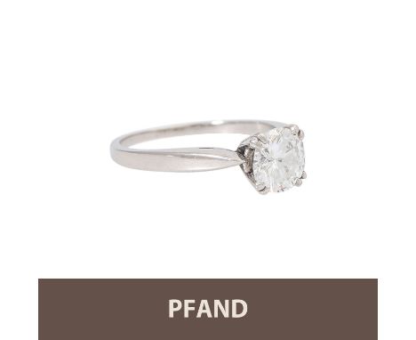 PFANDAUKTION - Solitär Ring mit ca. 1,0 ct Brillant, Platin. Kaufbeleg anbei, laut Beleg: blau weiss, lupenrein. Gebrauchsspu