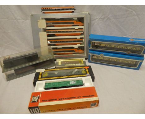 Lima OO gauge - TGV 4-part locomotive car set in original box with one additional section; three boxed Jouef goods wagons; bo