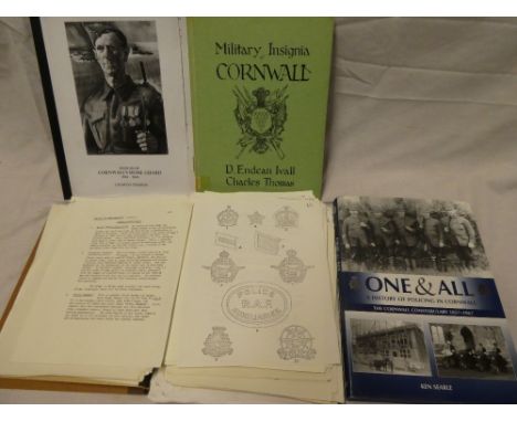 Ivall (D) and Thomas (C) Military insignia of Cornwall; notes relating to badges of Cornwall's Home Guard 1941-1944; a file o