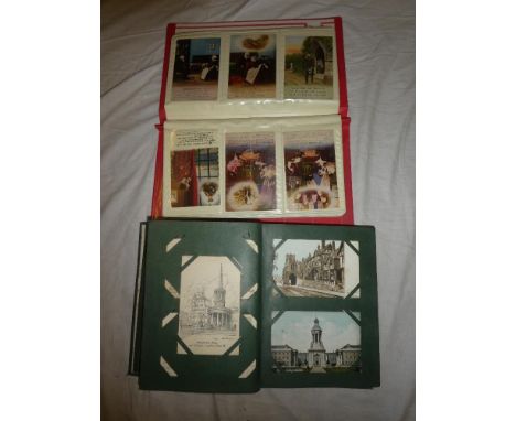 An album of various postcards 1902 - 1920's and an album of mainly First War greetings postcards etc