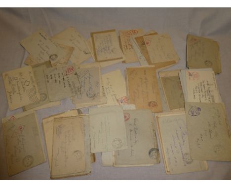 A collection of over 60 WW1 and WW2 envelopes sent back to England - various RAF, RN and Army censor marks, FPO's, APO's and 