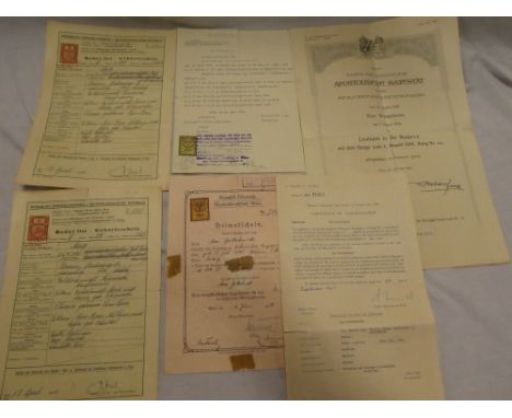 A selection of First War and later original documents relating to Max Goldschmidt including 1916 commission from the Imperial