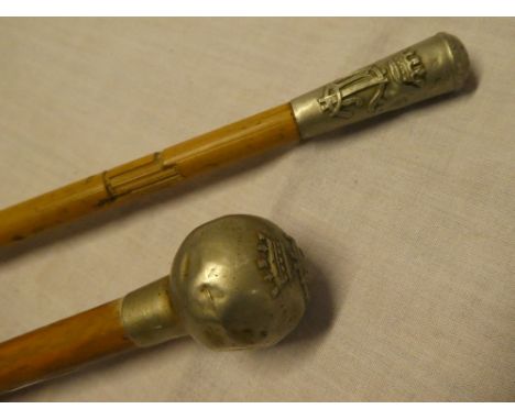 Two ordinary ranks nickel mounted swagger sticks of the Duke of Cornwall's Light Infantry