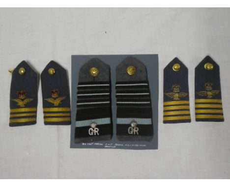 A pair of GVIR Air Chief Marshall RAF Personal A.D.C. to the King great coat epaulettes and two pairs of RAF Officer's epaule