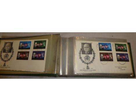 An album containing a collection of 39 Winston Churchill Crown Agents 1966 British Commonwealth first day covers