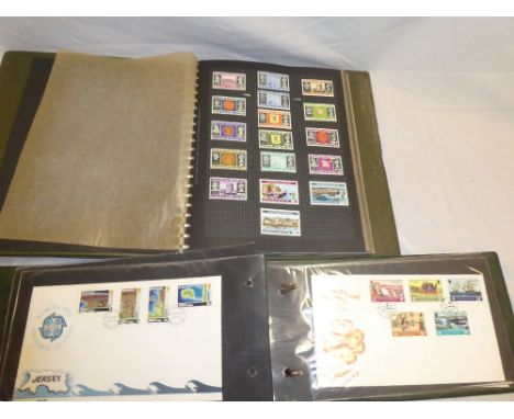 A folder album of Guernsey and Jersey mint and used stamps 1941-1977 and an album of Channel Islands first day covers (2)