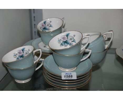 A Royal Worcester 'Woodland' Teaset comprising six cups and saucers, six tea plates, milk jug and sugar bowl plus bread and b