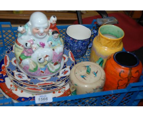 A quantity of china including James Kent Vase, oriental style Teapot and ornament, Royal Worcester 'Shima' Plates, etc.