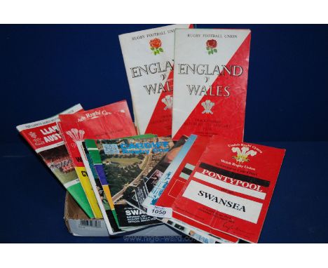 39 Welsh Rugby Programmes 1976 to 1994 including twenty Home Internationals, twelve Welsh Club, Swalec Cup, Schweppes Cup and