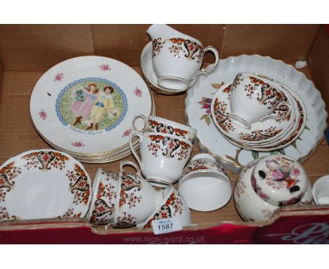 A quantity of china including six Royal Doulton picture plates, Colclough bone china, Masons 'Brocade' Pot Pourri, Worcester 