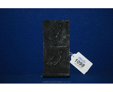 An Egyptian Ebonised Double Plaque of the Benu Bird said to have brought life & light to the world & come from a fire which b
