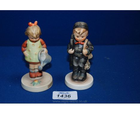 Three Hummel figures - 'Little Gardener', 'Chimney Sweep' and Boy with a basket