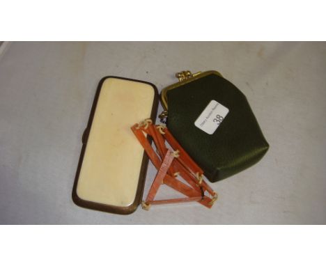 Bakelite necklace, vintage ivory purse and lighter