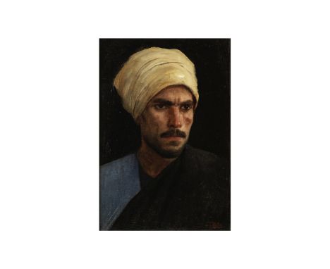 Leopold Carl Müller (Dresde 1834-1892 Vienne)Portrait d'homme au turban blanc signé 'L.C.Müller' (en bas à droite)huile sur t