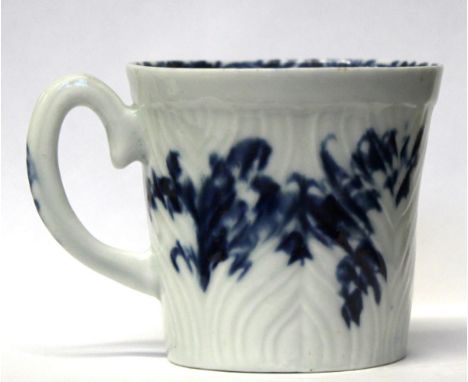 18th century Worcester coffee can in the feather moulded floral pattern