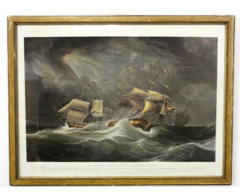 After W J Huggins, engraved by E Duncan, hand coloured aquatint, published by W J Huggins, 1829, "His Majesty's Ship Indefati