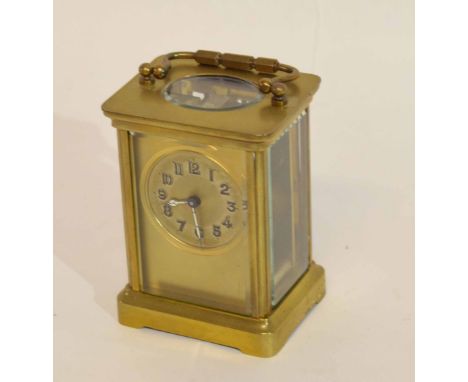 Early 20th century brass carriage clock made by L F Brevete, France, 10cm high