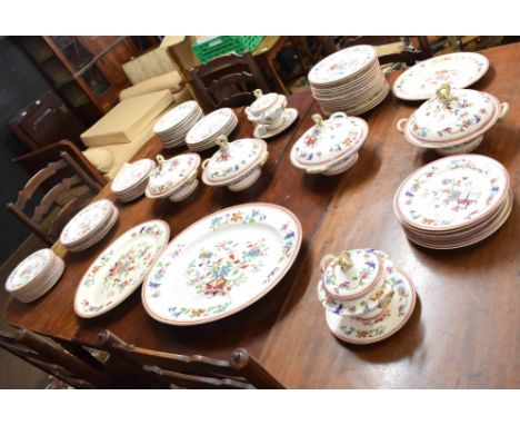 Extensive mid-19th century Worcester dinner service including four tureens, two soup tureens, two large serving dishes and a 