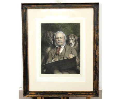 After E Landseer, hand coloured mezzotint published by Henry Graves 1867, self-portrait, 42 x 32cm