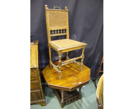 Late Victorian mahogany centre table, the octagonal top above turned supports, 74cm wide, and a late Victorian hall chair, th