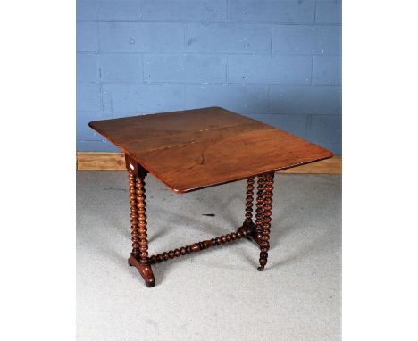 Victorian drop leaf table, raised on bobbin turned legs, 105cm long when open